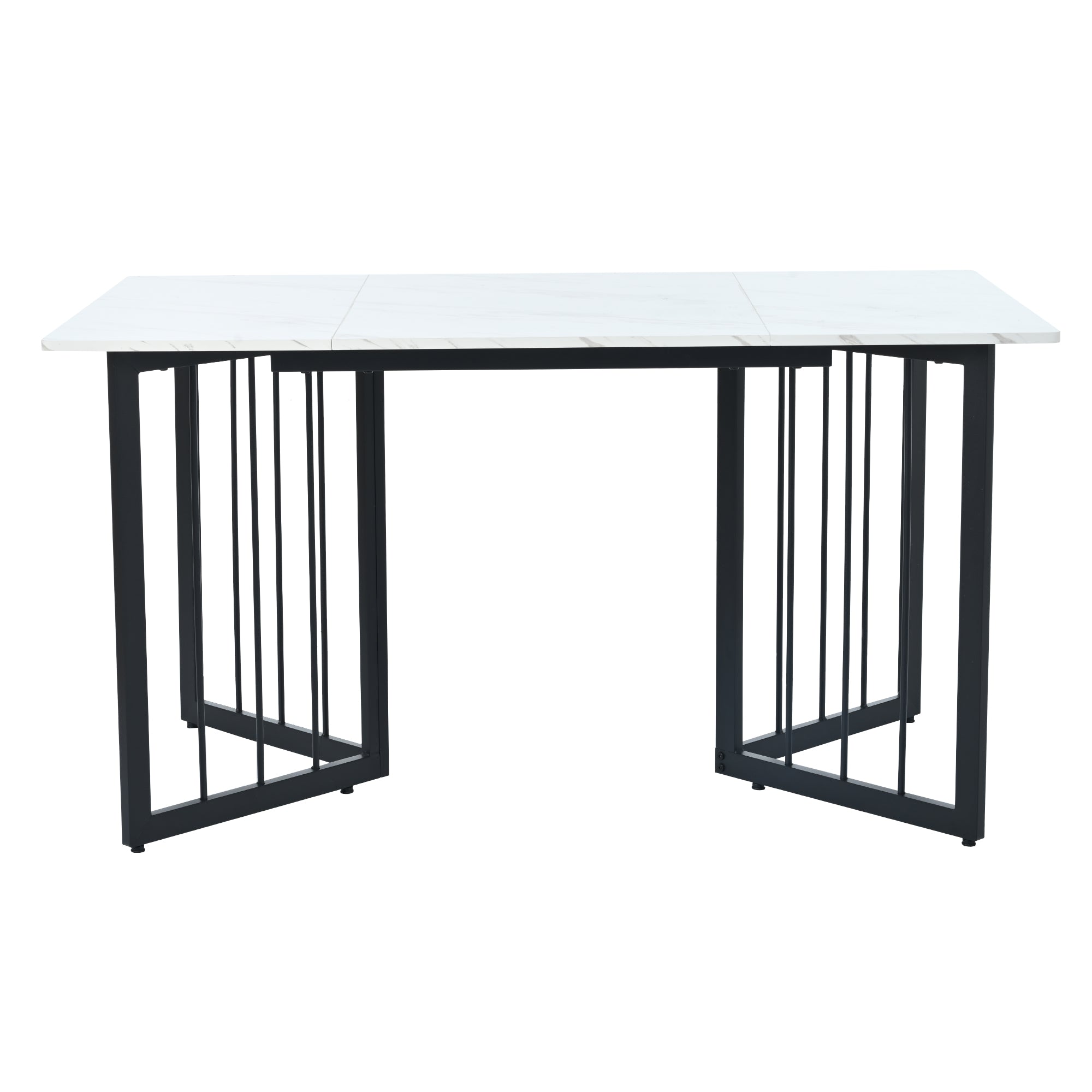 140 x 80 x 75cm Esstisch,(1-St), moderner Küchentisch, Gestell aus Metall,V-förmige Stützbeine
Rechteckiger Esstisch aus  Moderner Marmormuster Küchentisch  mit verstellbaren Füßen ,  Weiß/Schwarz