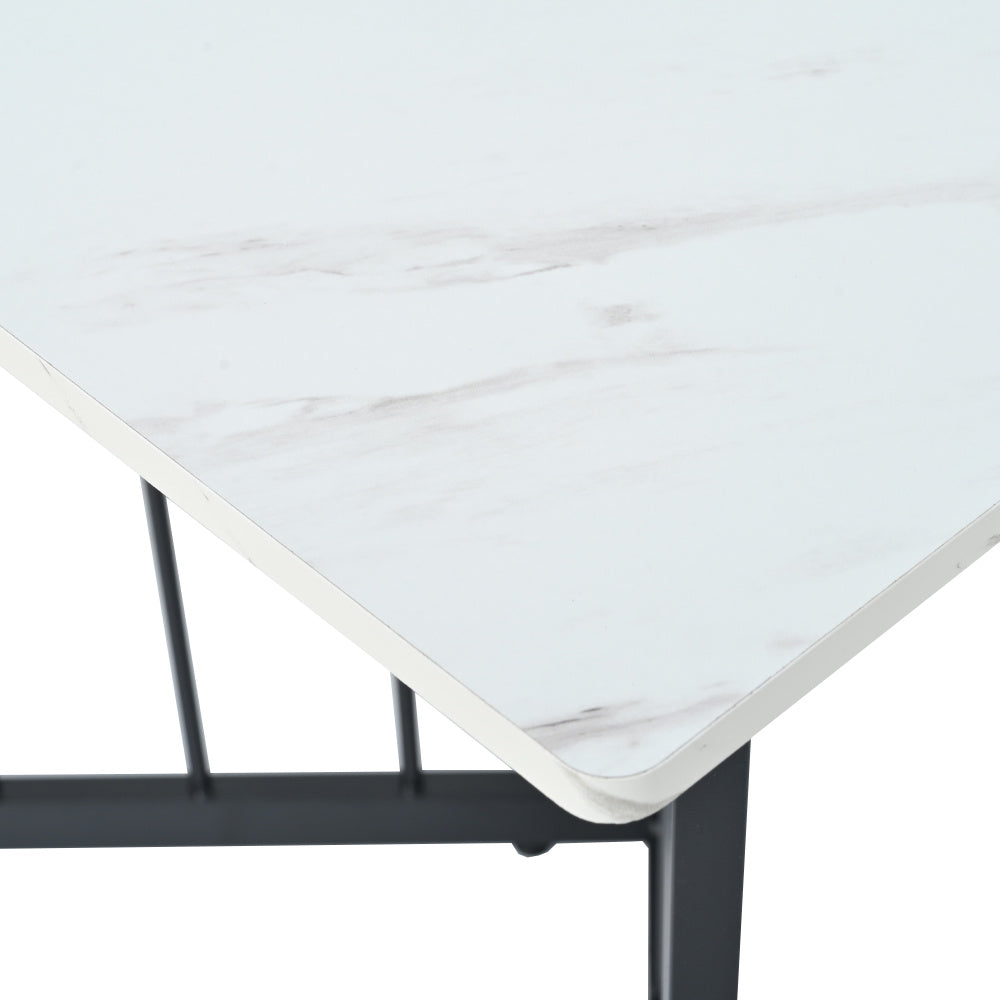 140 x 80 x 75cm Esstisch,(1-St), moderner Küchentisch, Gestell aus Metall,V-förmige Stützbeine
Rechteckiger Esstisch aus  Moderner Marmormuster Küchentisch  mit verstellbaren Füßen ,  Weiß/Schwarz