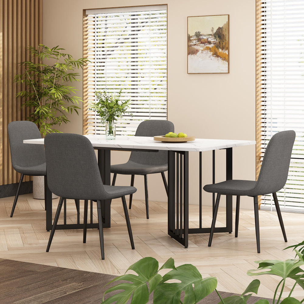 140 x 80 x 75cm Esstisch,(1-St), moderner Küchentisch, Gestell aus Metall,V-förmige Stützbeine
Rechteckiger Esstisch aus  Moderner Marmormuster Küchentisch  mit verstellbaren Füßen ,  Weiß/Schwarz