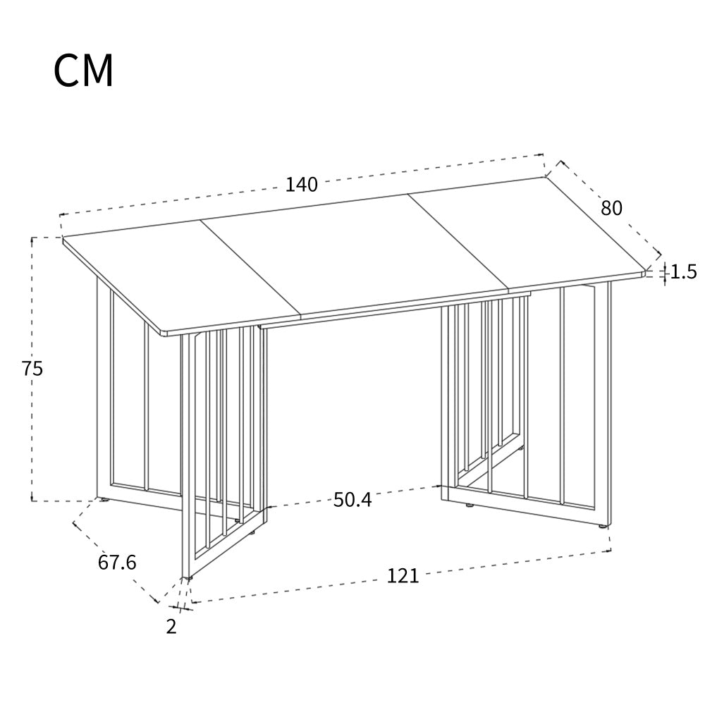 140 x 80 x 75cm Esstisch,(1-St), moderner Küchentisch, Gestell aus Metall,V-förmige Stützbeine
Rechteckiger Esstisch aus  Moderner Marmormuster Küchentisch  mit verstellbaren Füßen ,  Weiß/Schwarz