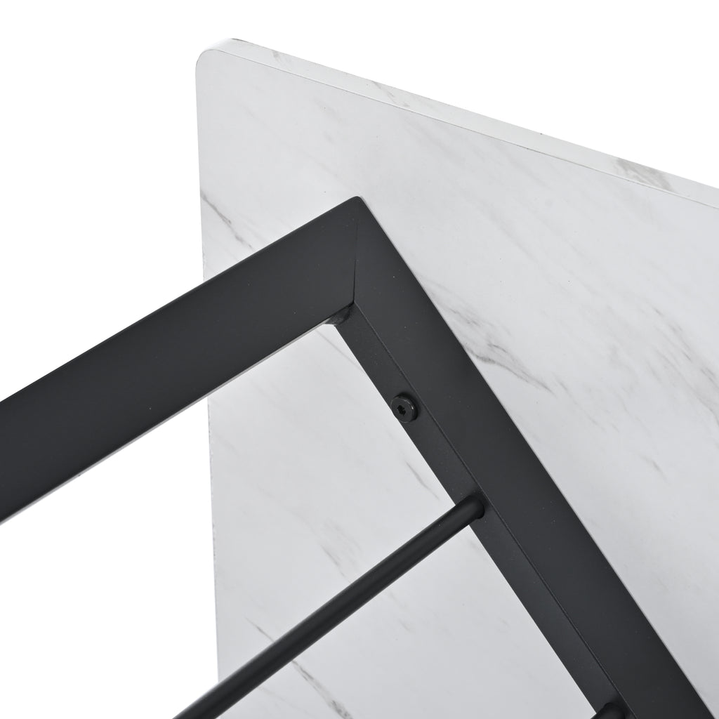 140 x 80 x 75cm Esstisch,(1-St), moderner Küchentisch, Gestell aus Metall,V-förmige Stützbeine
Rechteckiger Esstisch aus  Moderner Marmormuster Küchentisch  mit verstellbaren Füßen ,  Weiß/Schwarz