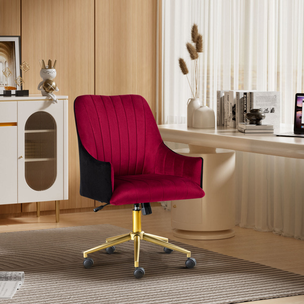 Bürostuhl Höhenverstellbar Drehstuhl Samt Bürosessel Schminkstuhl mit Rädern,Sessel Samtstuhl Für Schlafzimmer/Arbeitszimmer