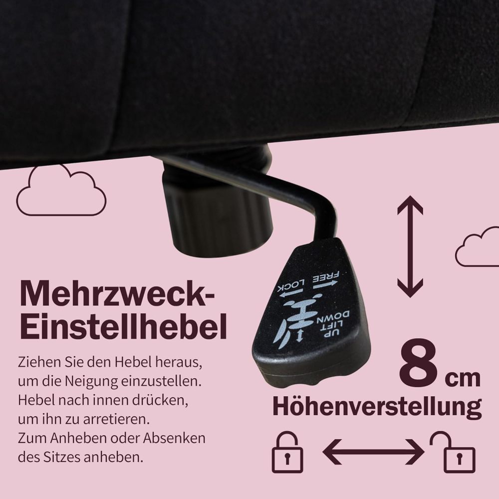 Bürostuhl Höhenverstellbar Drehstuhl Samt Bürosessel Schminkstuhl mit Rädern,Sessel Samtstuhl Für Schlafzimmer/Arbeitszimmer