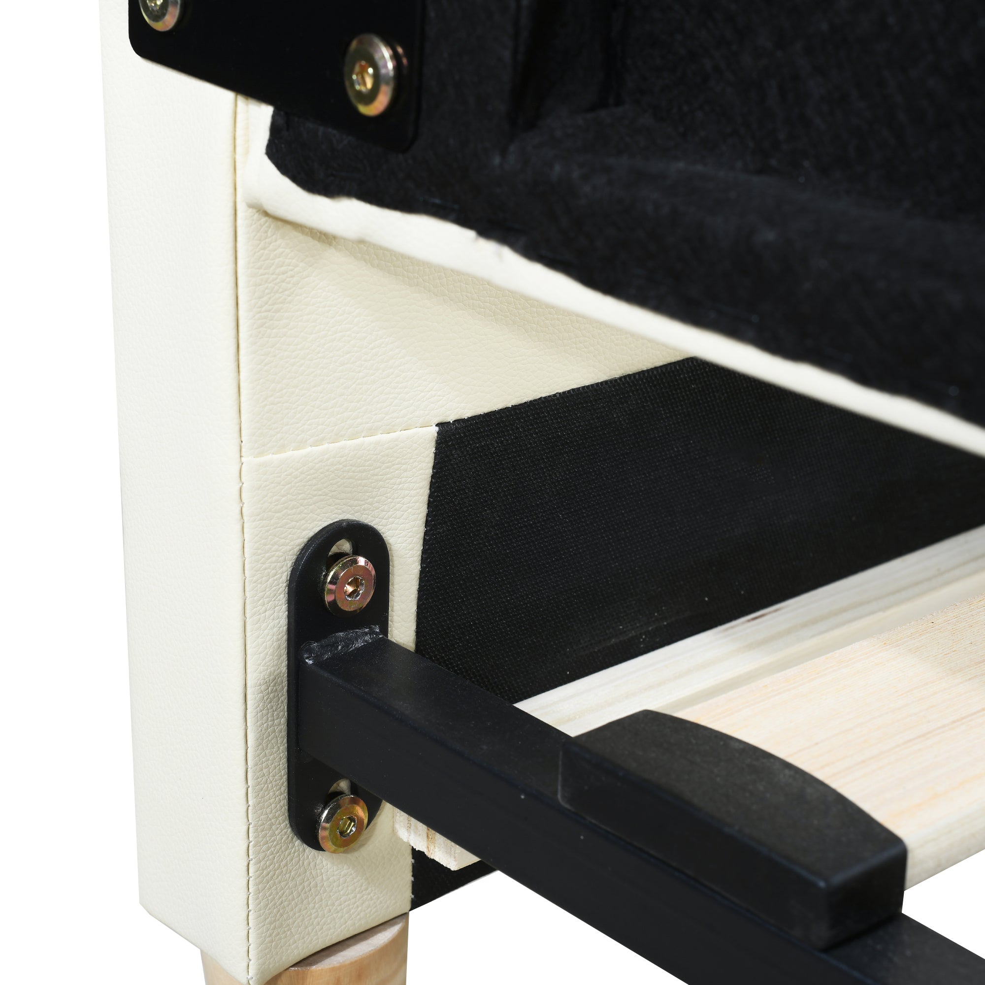 Polsterbett 90(180)*190cm, 2-in-1 Multifunktions-Schlafsofa, Kinderbett aus Kunstleder mit LED-Beleuchtung, mit Lattenrost, Beige