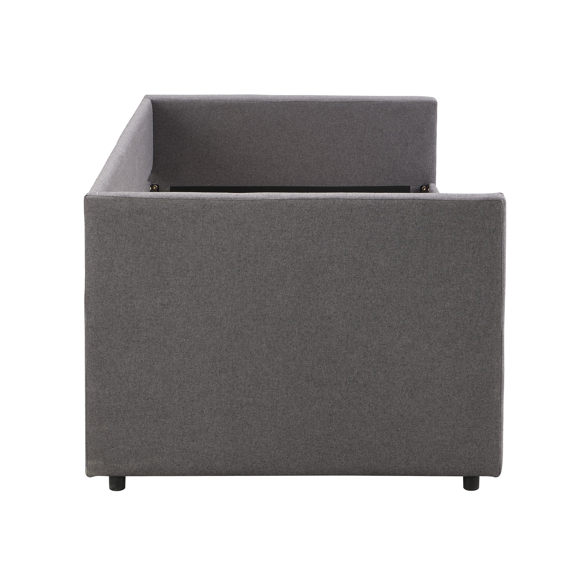 Tagesbett, Doppelbett, Doppelbett mit klappbaren und hochklappbaren Metallbeinen, ohne Matratze, schlicht und stilvoll, 90*200 cm, Leinen, Grau