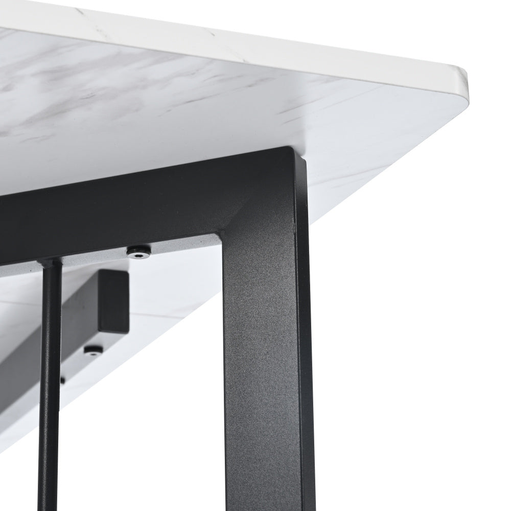 140 x 80 x 75cm Esstisch,(1-St), moderner Küchentisch, Gestell aus Metall,V-förmige Stützbeine
Rechteckiger Esstisch aus  Moderner Marmormuster Küchentisch  mit verstellbaren Füßen ,  Weiß/Schwarz