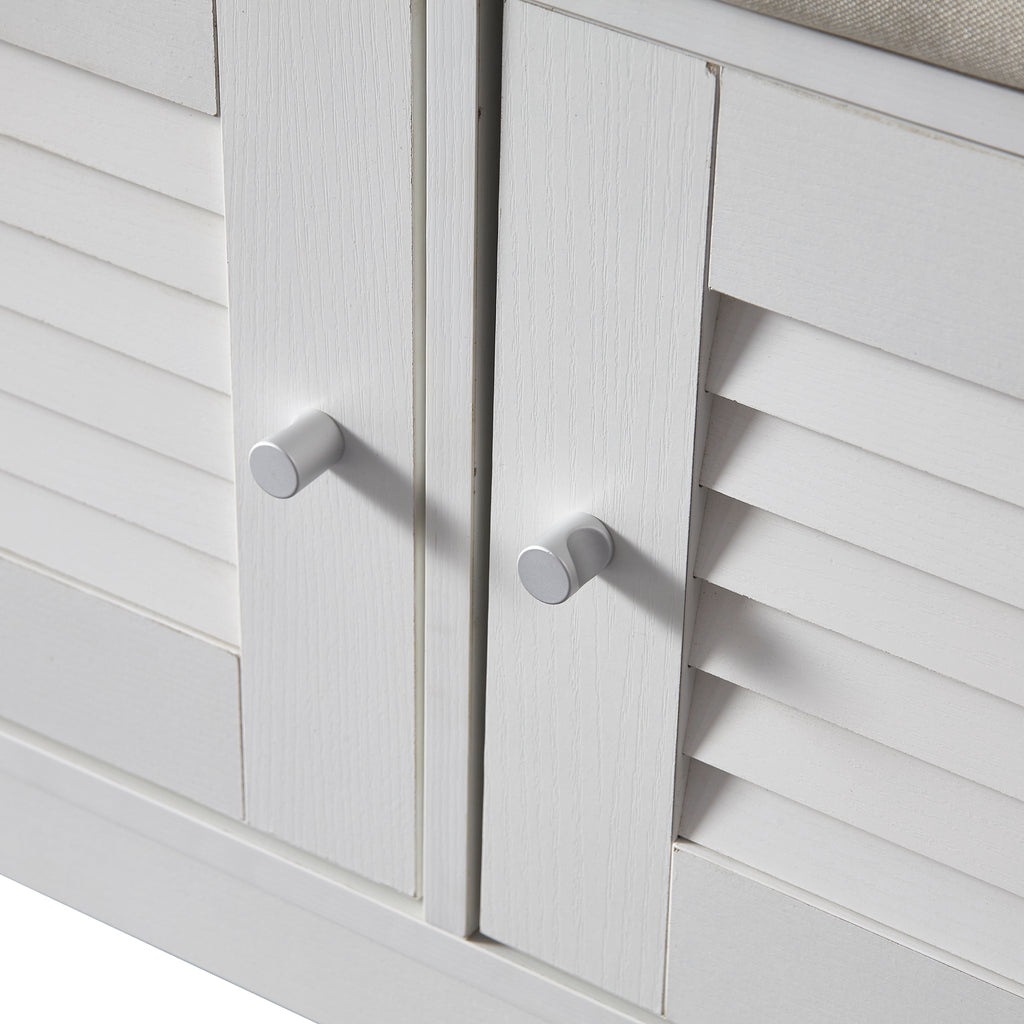 28.74&quot;Shoe Storage Bench with 2 Door Cabinet, Entryway Bench with  White Shoe Storage, Shoe Bench with Cushion, Adjustable Shelves, Shoe Rack Bench for Entryway, Hallway