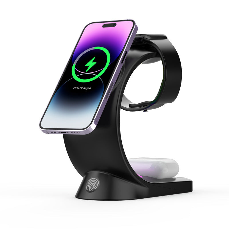 The New Three-in-one Wireless Charger Is Suitable For Apple Magsafe Magnetic Wireless Fast Charging Desktop Vertical Stand