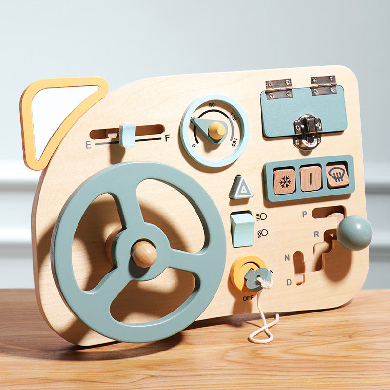 Montessori Early Education Steering Wheel Simulation Busy Board Children&#039;s Play House Learning Driving Educational Toys
