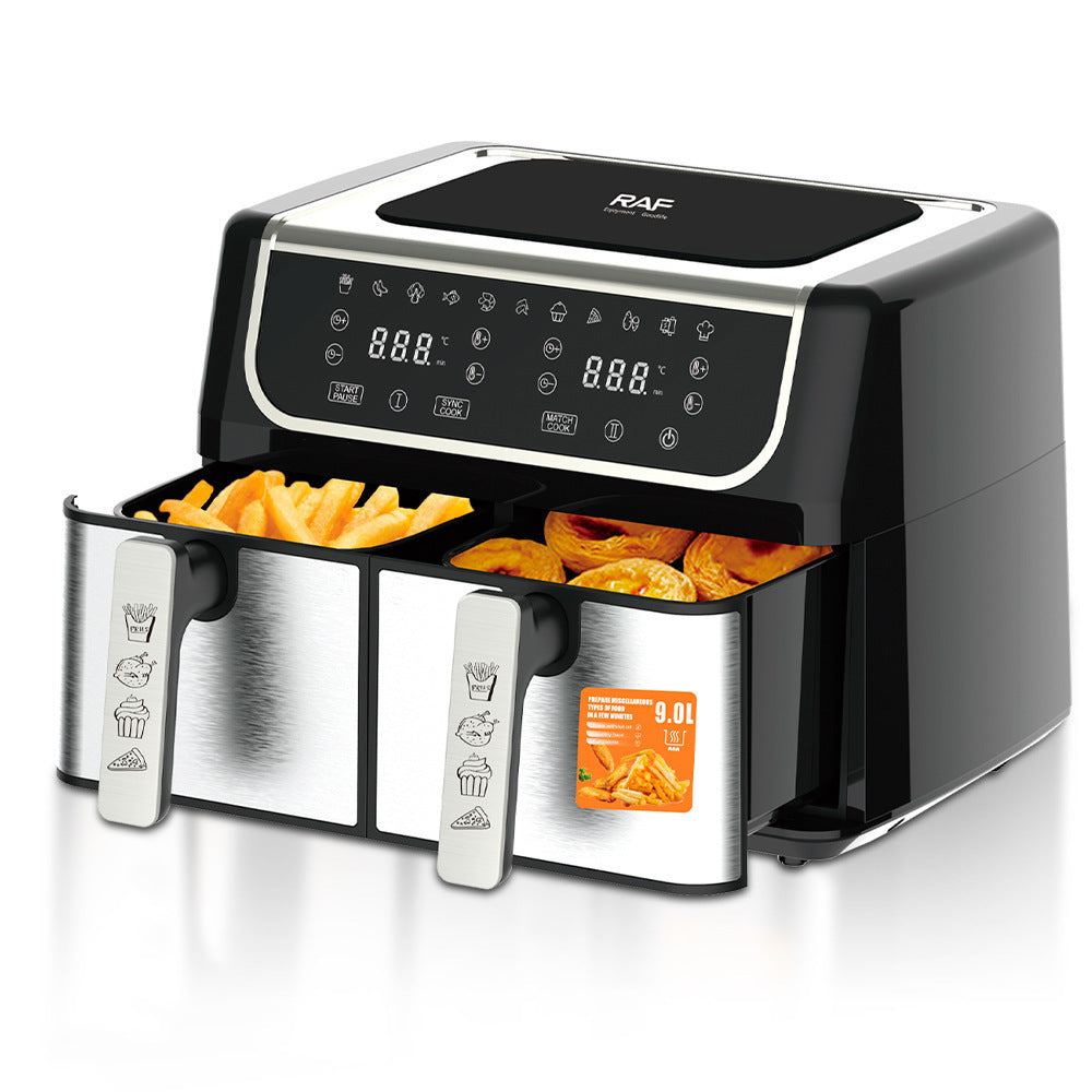 European Cross-border Dual-gas Air Fryer Dual space Large Capacity Multi-function Dual-pot  Intelligent Touch Screen