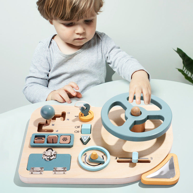 Montessori Early Education Steering Wheel Simulation Busy Board Children&#039;s Play House Learning Driving Educational Toys