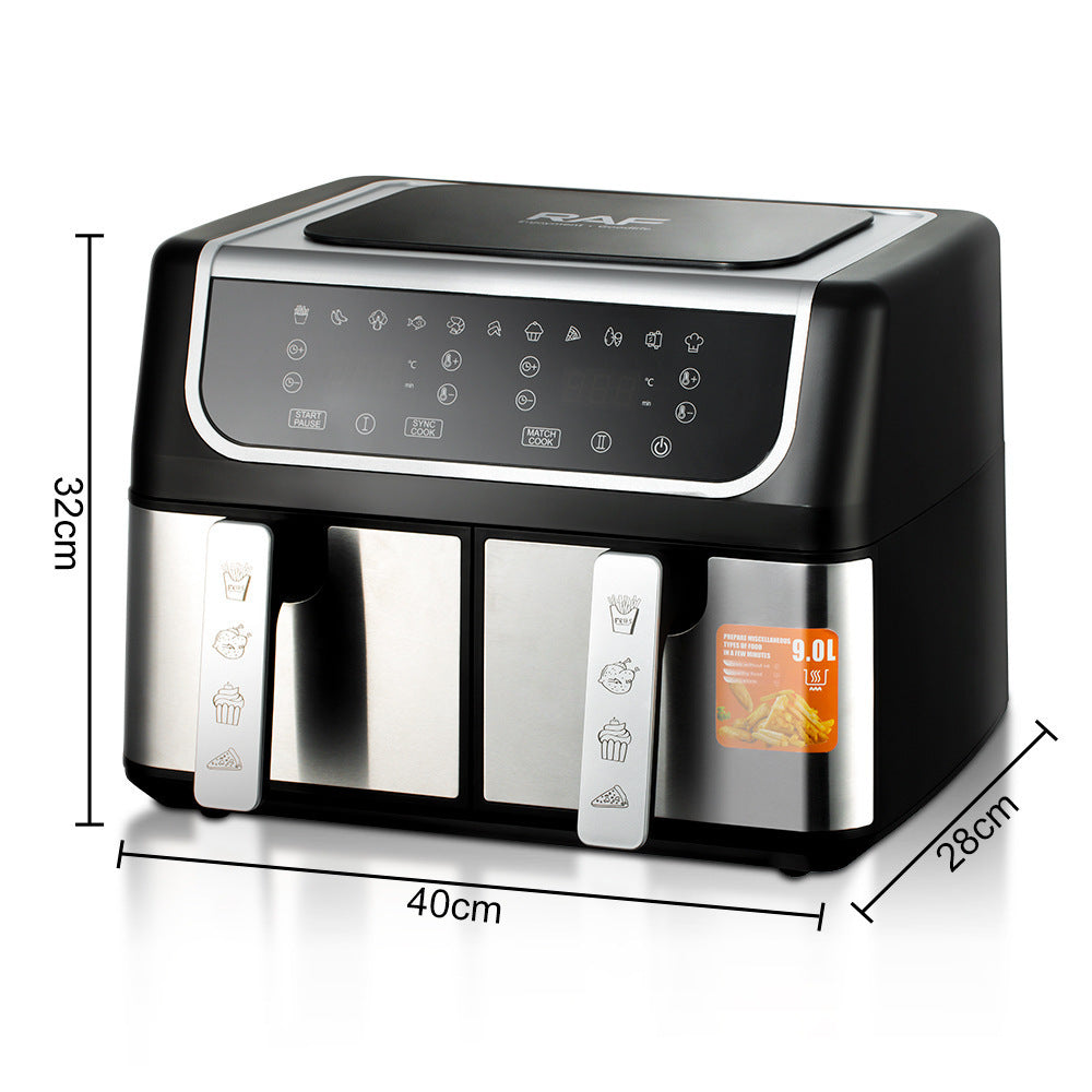 European Cross-border Dual-gas Air Fryer Dual space Large Capacity Multi-function Dual-pot  Intelligent Touch Screen