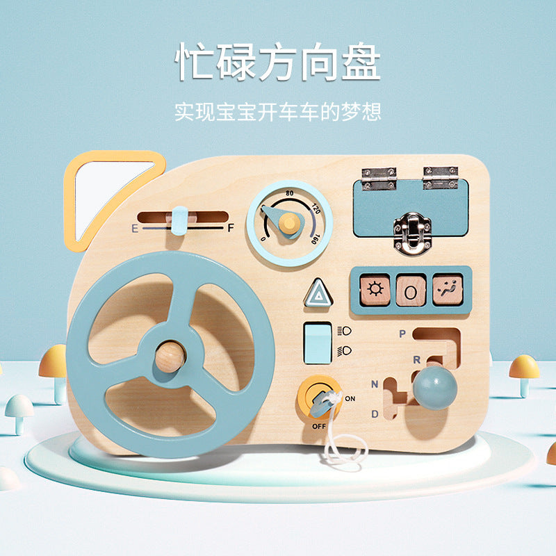 Montessori Early Education Steering Wheel Simulation Busy Board Children&#039;s Play House Learning Driving Educational Toys