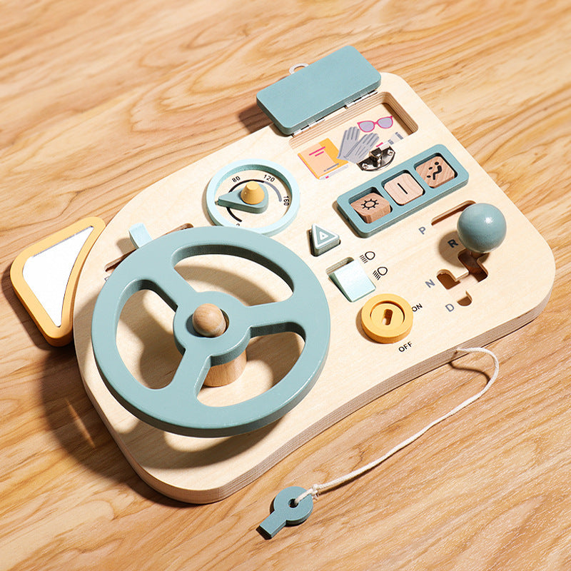 Montessori Early Education Steering Wheel Simulation Busy Board Children&#039;s Play House Learning Driving Educational Toys