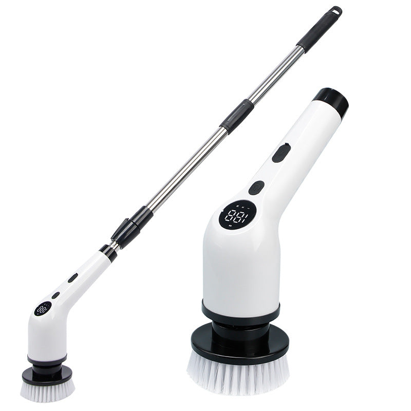 Eight-in-one Cleaning Brush Long Handle Retractable LCD Digital Display Kitchen Bathroom Electric Cleaning Brush Electric Mop
