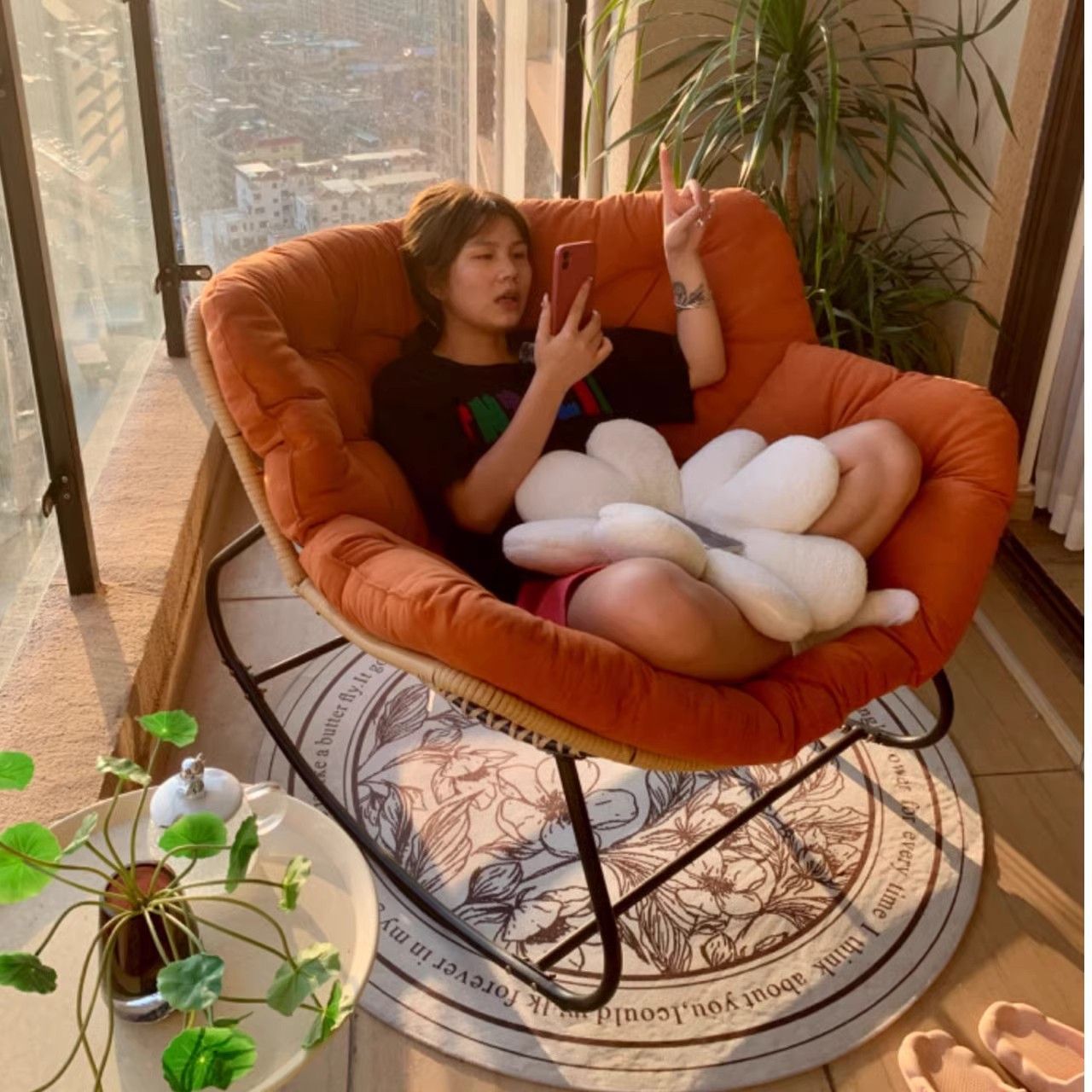 Lazy Bird&#039;s Nest Rocking Chair Lounge Chair Balcony Home Leisure Single Sofa Living Room Light Luxury Rocking Chair Adults Can Sleep