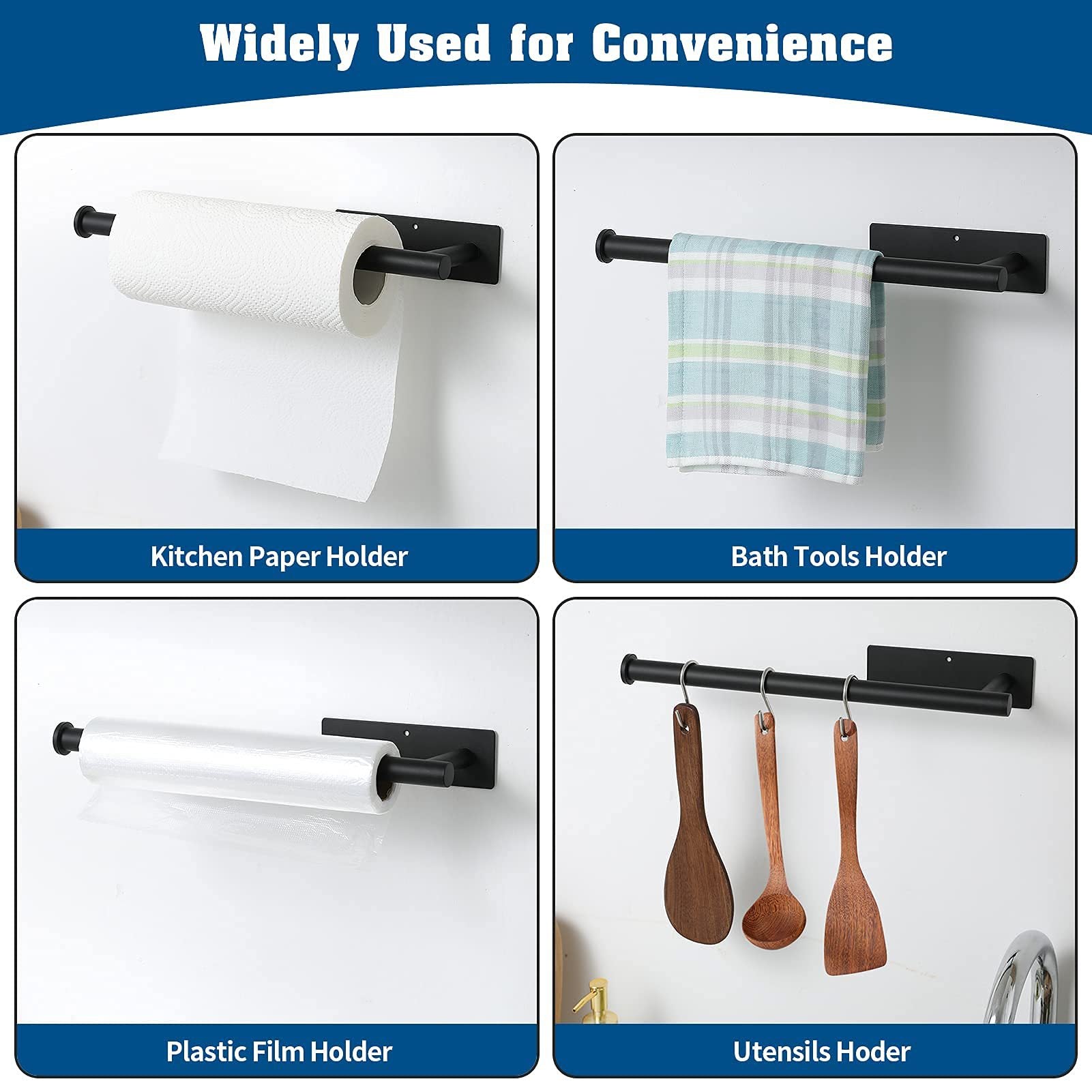 Kitchen Paper Towel Rack Stainless Steel Punch-free Wall-mounted Vertical Wall Rack Bracket