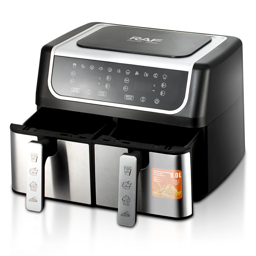 European Cross-border Dual-gas Air Fryer Dual space Large Capacity Multi-function Dual-pot  Intelligent Touch Screen