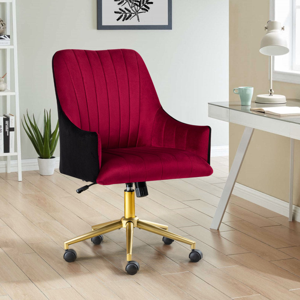 Bürostuhl Höhenverstellbar Drehstuhl Samt Bürosessel Schminkstuhl mit Rädern,Sessel Samtstuhl Für Schlafzimmer/Arbeitszimmer