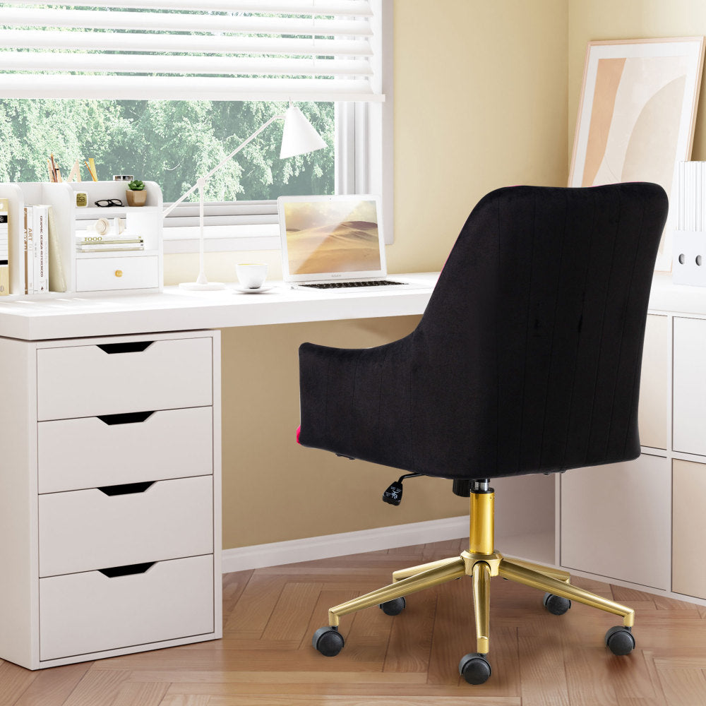 Bürostuhl Höhenverstellbar Drehstuhl Samt Bürosessel Schminkstuhl mit Rädern,Sessel Samtstuhl Für Schlafzimmer/Arbeitszimmer
