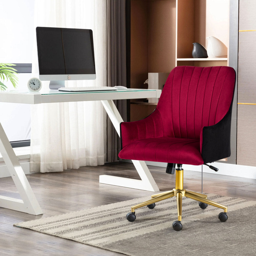 Bürostuhl Höhenverstellbar Drehstuhl Samt Bürosessel Schminkstuhl mit Rädern,Sessel Samtstuhl Für Schlafzimmer/Arbeitszimmer