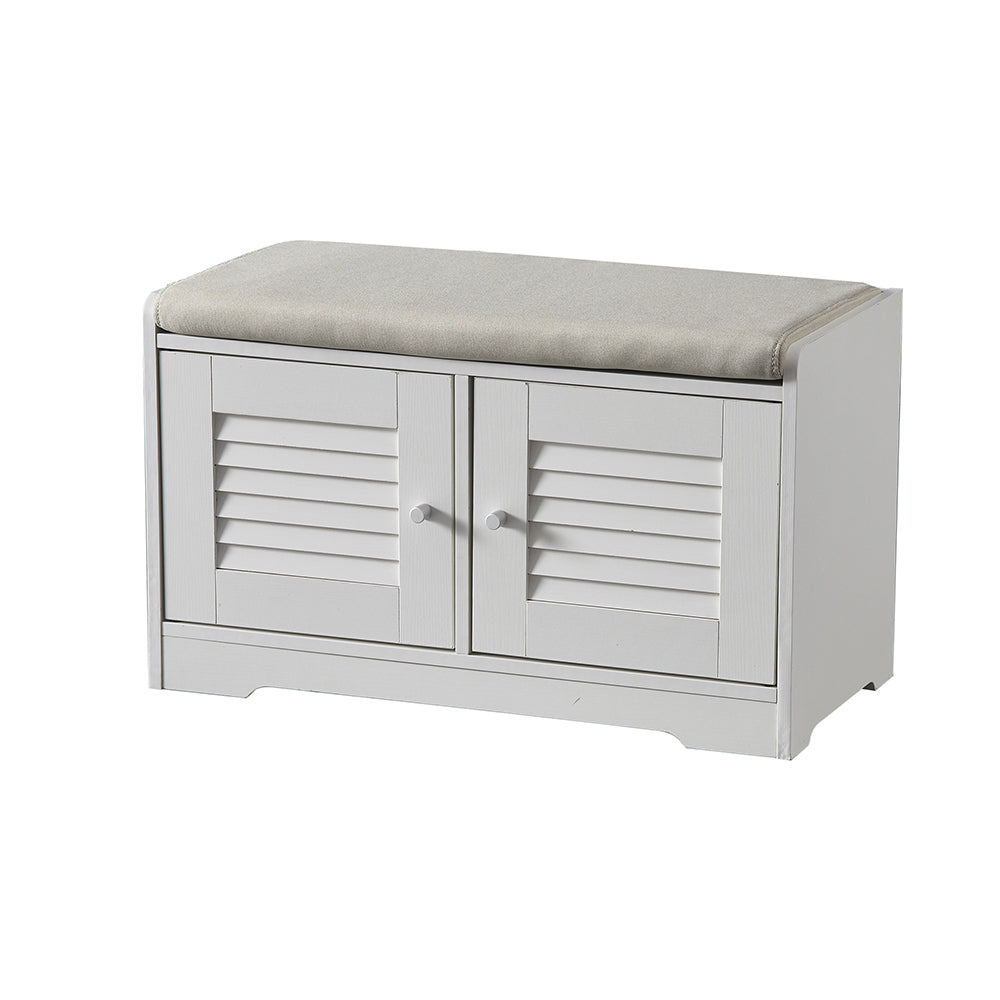 28.74&quot;Shoe Storage Bench with 2 Door Cabinet, Entryway Bench with  White Shoe Storage, Shoe Bench with Cushion, Adjustable Shelves, Shoe Rack Bench for Entryway, Hallway