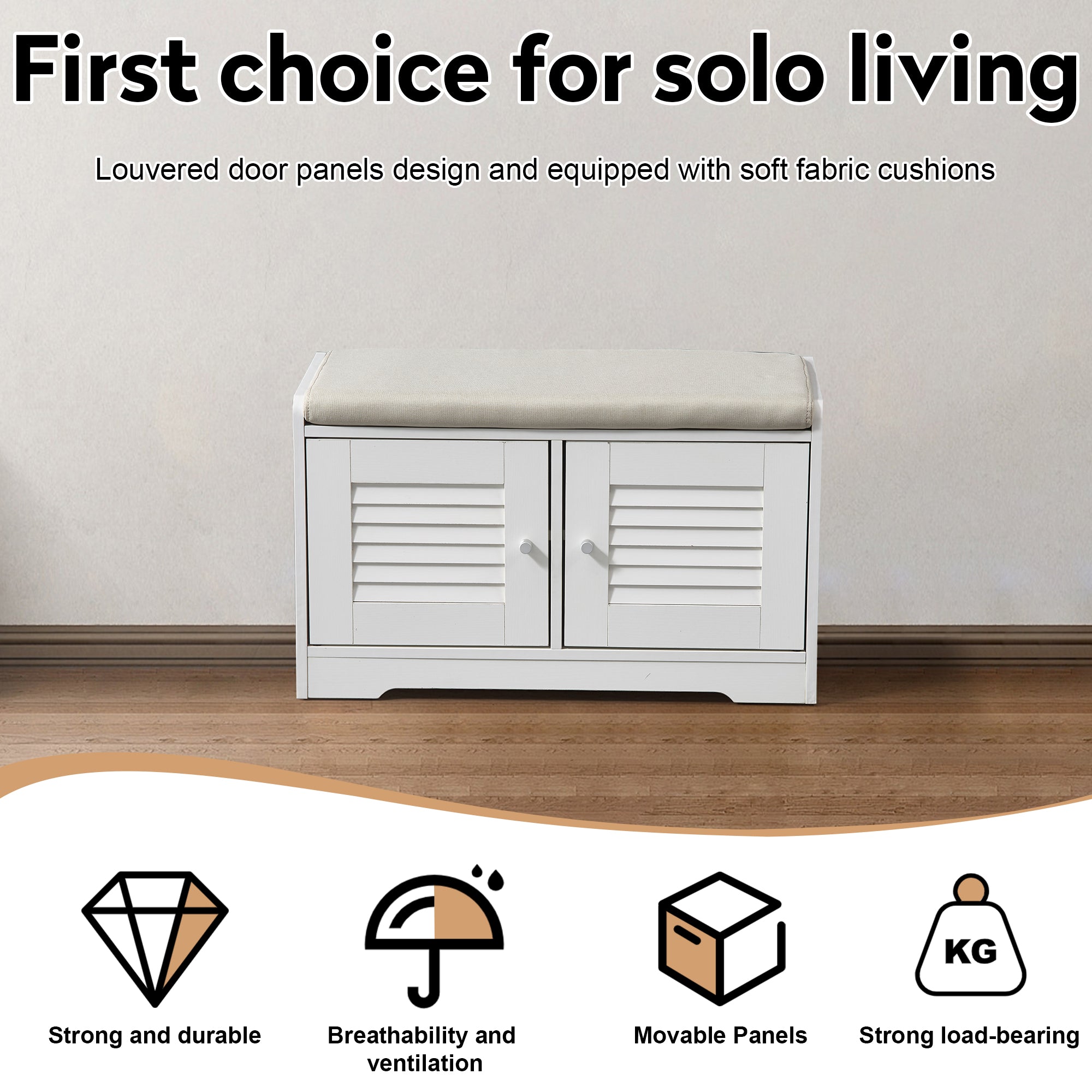 28.74&quot;Shoe Storage Bench with 2 Door Cabinet, Entryway Bench with  White Shoe Storage, Shoe Bench with Cushion, Adjustable Shelves, Shoe Rack Bench for Entryway, Hallway